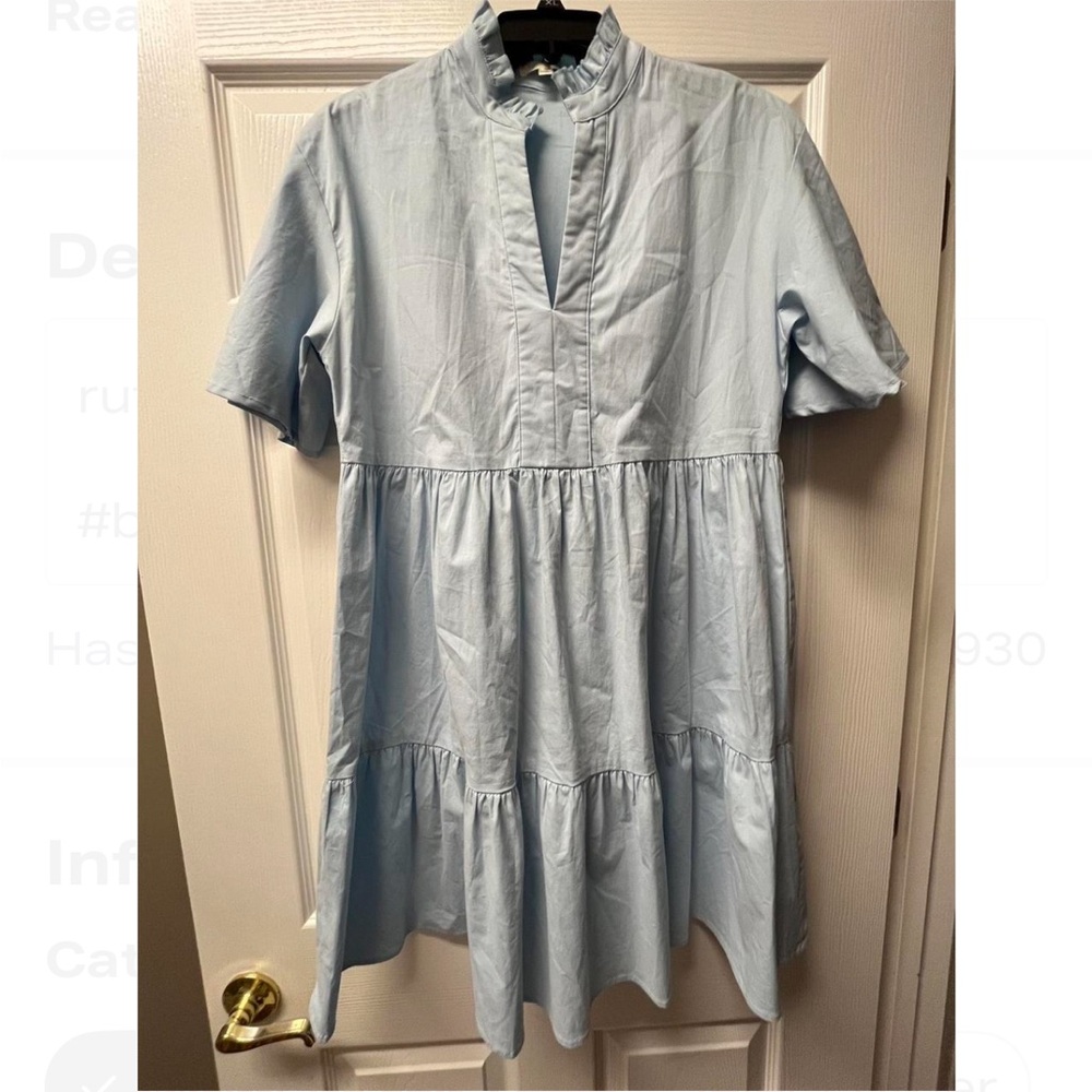 Carole Christian Light Blue V-Neck Dress